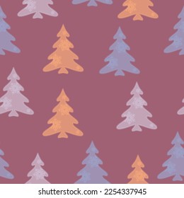 Modern Christmas Seamless Vector patterns, cute christmas trees, christmas gifts pattern A lot of fir-trees. Decorative wallpaper, good for printing. Happy New Year. Winter time