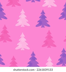 Modern Christmas Seamless Vector patterns, cute christmas trees, christmas gifts pattern A lot of fir-trees. Decorative wallpaper, good for printing. Happy New Year. Winter time
