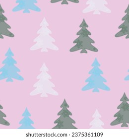 Modern Christmas Seamless Vector patterns, cute christmas trees, christmas gifts pattern  Doodles. Seamless colorful winter pattern on black background. Vector illustration.