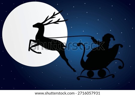 Modern christmas template, background with santa vector. Merry Christmas, Luxury invitation card and new year wishes card template. Christmas card vector poster set. Santa comes with chariot at night.