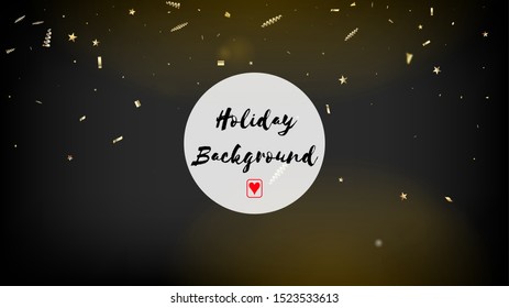Modern Christmas Tinsel Confetti, Falling New Year Gold. Cool Elegant Christmas, New Year, Birthday Party Holiday Frame. Horizontal Stars Sparkles Background. Gold Christmas Tinsel Confetti