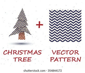 Modern christmas tree with abstract pattern  in vector