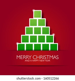 Modern Christmas tree card. Computer pixel inspiration for web mailing or print.