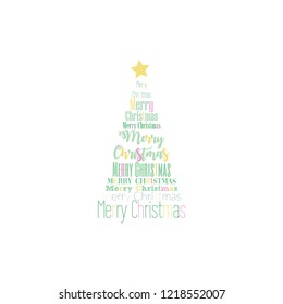 Modern Christmas tree design. Simple vector illustration. Creative New years greeting card. Colorful text on a white background. Festive wallpaper.