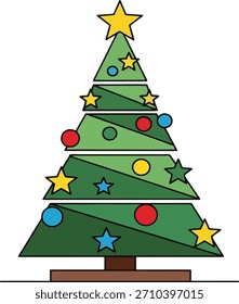 Conjunto de iconos de árbol de Navidad moderno, Vector de pictogramas de Festiva minimalista Vector de árbol de Navidad colorido