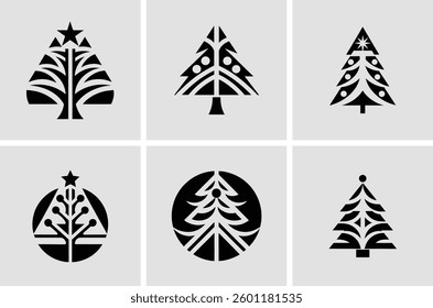 Modern Christmas Tree Icons Set