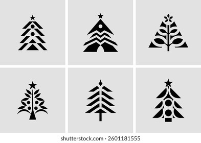 Modern Christmas Tree Icons Set