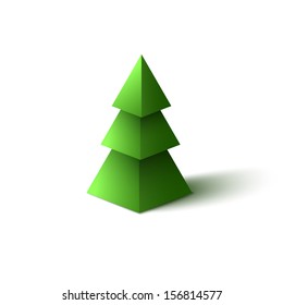 Moderner Weihnachtsbaum einzeln auf weißem Hintergrund.Grußkarte. Vektorgrafik