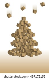 Modern Christmas Tree made with cubes. Vector Illustration.