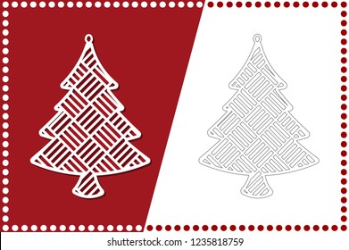 Modern Christmas tree. New Year's Toy for laser cutting. Vector illustration.