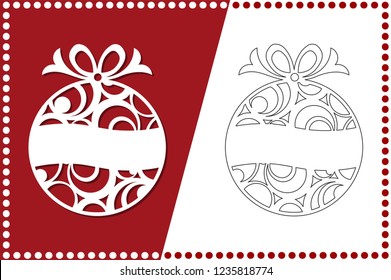 Modern Christmas Tree. New Year's Toy for laser cutting. Vector illustration.