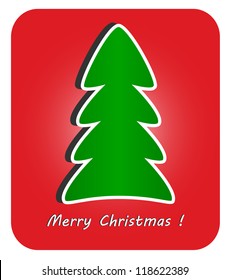 Árbol navideño moderno sobre fondo rojo, ilustración vector eps10