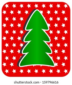 Árbol de Navidad moderno con fondo rojo,