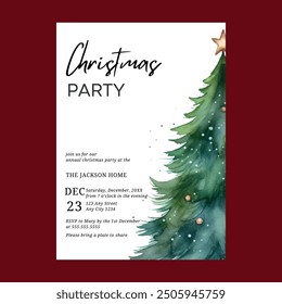 Modern Christmas Tree Party Invitation