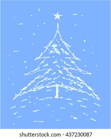 Modern Christmas tree with star - vector illustration.
