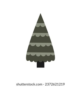 Modern Christmas Tree. Vector illustration of fluffy pine or spruce. Evergreen conifer. Holiday concept design.