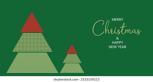 Árboles de Navidad modernos con patrones geométricos – Diseño festivo de Festiva verde y rojo
