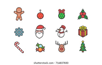 Modern Christmas Vector Icon Set