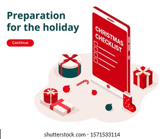Modern Christmas vector isometric illustration. 