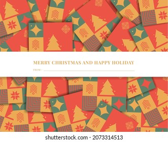 Modern Christmass Greeting Card Paper Stack Colorfull