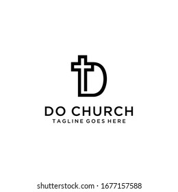 Modern church logo with D sign modern vector graphic abstract.