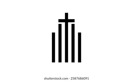 Modern Church symbol, black isolated silhouette