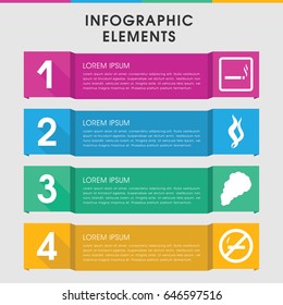 Modern cigarette infographic template. infographic design with cigarette icons includes smoking area, smoke. can be used for presentation, diagram, annual report, web design.