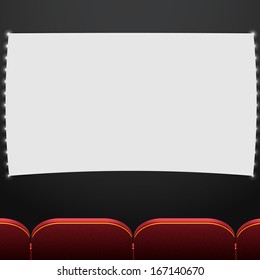 modern cinema with blank white screen 