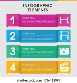 Modern cinema infographic template. infographic design with cinema icons includes movie clapper, movie tape. can be used for presentation, diagram, annual report, web design.
