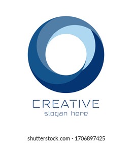 Modern Circle 3D Blue Icon Logo Vector. Letter O 3D Illustration. 