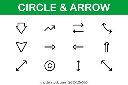 Modern Circle and Arrow Icon Set Vector Illustration. Featuring Dynamic Shapes and Directional Symbols Perfect for Navigation and Flow Designs.