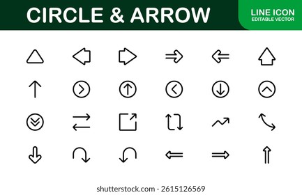 Modern Circle and Arrow Icon Set Vector Illustration. Featuring Dynamic Shapes and Directional Symbols Perfect for Navigation and Flow Designs.