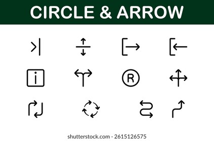 Modern Circle and Arrow Icon Set Vector Illustration. Featuring Dynamic Shapes and Directional Symbols Perfect for Navigation and Flow Designs.