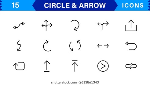 Modern Circle and Arrow Icons for Dynamic Designs. Featuring Directional Arrows and Circular Elements to Enhance Your Projects with Flow and Movement.