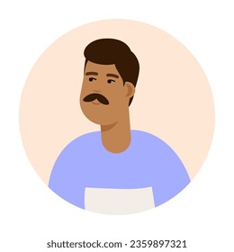 Modern circle avatar. Character face, head portrait. Cool creative user profiles. Flat graphic vector illustration EPS10