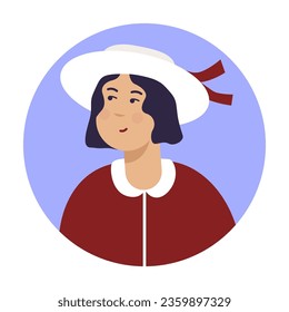 Moderner Kreisavatar. Zeichenfläche, Kopfporträt. Cool Creative User Profile. Flache grafische Vektorgrafik EPS10