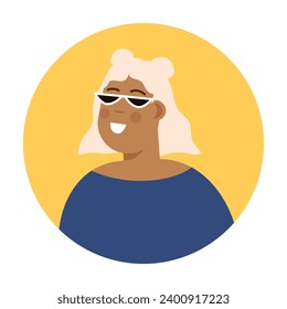 Modern circle avatar. Character face, head portrait. Cool creative user profiles. Flat graphic vector illustration EPS10