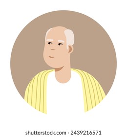 Avatar moderno del círculo. Cara de personaje, retrato de cabeza. Perfiles de usuario creativos. Ilustración vectorial gráfica plana EPS10