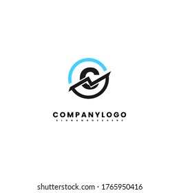 modern circle black and blue C logotype design concept