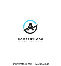 modern circle black and blue A logotype design concept