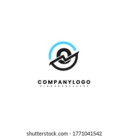 modern circle black and blue O logotype design concept