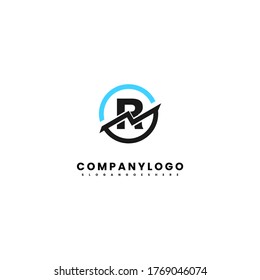 modern circle black and blue R logotype design concept