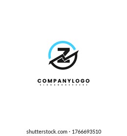 modern circle black and blue Z logotype design concept