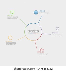 Modern circle business infographic. vector line infographics timeline template design with 5 options