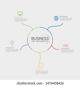 Modern circle business infographic. vector line infographics timeline template design with 5 options