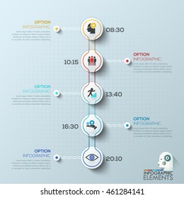 Modern circle business timeline template. Vector illustration. Can be used for workflow layout, diagram, number options, web design, infographics and presentations.