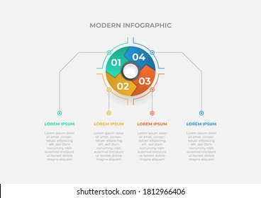 Modern circle chart infographic template with 4 steps. Vector business template for presentation. Creative concept for infographic. Suitable for brochure, workflow, annual report, graph, layouts