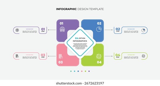 Modern Circle chart infographic template with 4 options for presentations. Infographic 4 diagram chart template for business 4, options, presentation with diagram elements, infographics