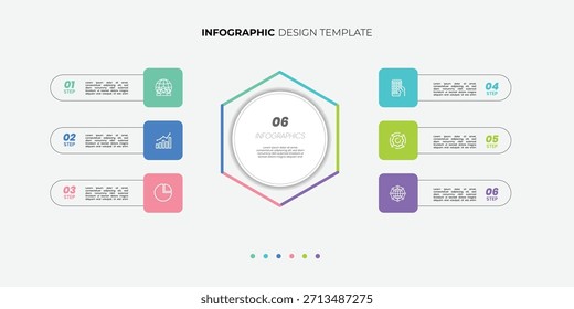 Modern Circle chart infographic template with 6 options for presentations business. Infographic 6 diagram chart template for business 6, options, presentation with diagram elements, infographics