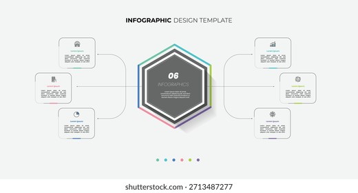 Modern Circle chart infographic template with 6 options for presentations business. Infographic 6 diagram chart template for business 6, options, presentation with diagram elements, infographics